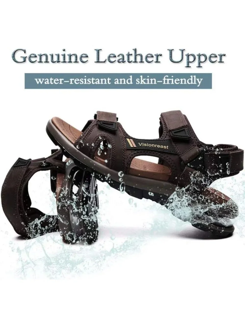 Men Dark Brown Athletic Sandals Open Toe Hiking Outdoor Non-slip Sandals Casual